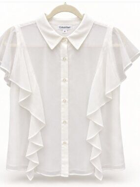 New with tags Calvin Klein women’s dressy blouse in Soft White, size Medium.